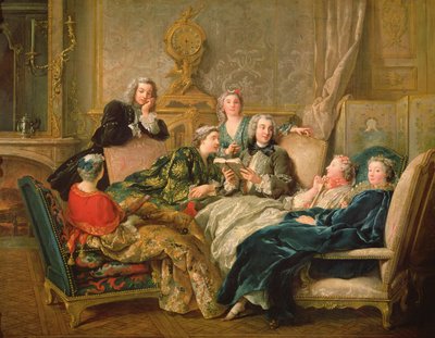 Het Lezen van Molière, c.1730 door Jean François de Troy